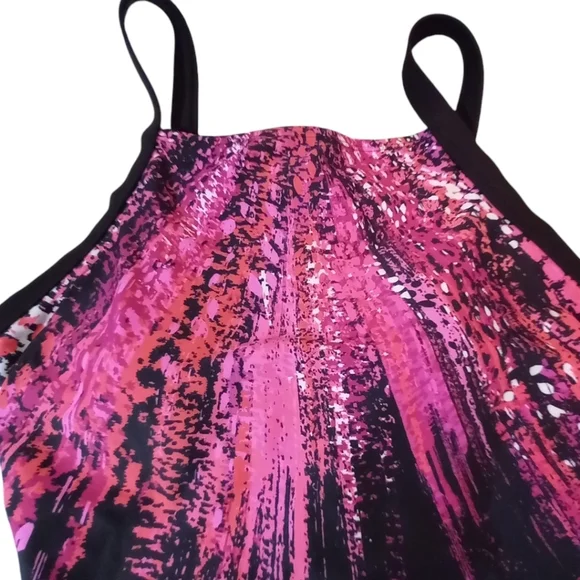 Reebock NWT $100 1 piece Black & Abstract Splash Full Coverage Swim Suit - Picture 3 of 6